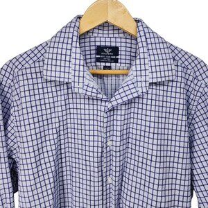Dockers Mens Fitted Stretch Collar Plaid Shirt‎ L 16/16.5 Purple Check
